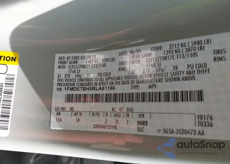 2024 Ford Bronco Big Bend from USA, damaged, VIN 1FMDE7BH5RLA61186